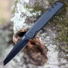 CRKT LCK+ Linerlock Blackout, 3.25" Black Oxide Coated 8Cr13MoV Stainless Tanto Blade, Black GRN Handles