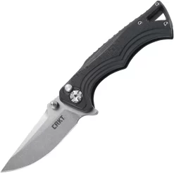 CRKT BT Fighter Button Lock CR5220, 2.856" 8Cr13MoV Plain Blade, Glass Reinforced Nylon Handle