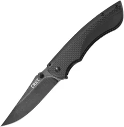 CRKT Burnout Framelock CR4123K, 3.660" 8Cr13mOV Plain Blade, Black Carbon Fiber G10 Base With 3Cr13 On The Back Handle