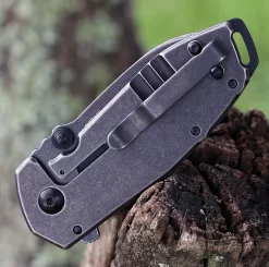 CRKT Squid Assisted Flipper 2493, 2.37" 8Cr14MoV Stainless Steel Black Stonewashed Plain Blade, Black Stainless Steel Handles -CRKT Store CR2493.2 93880.1625675782