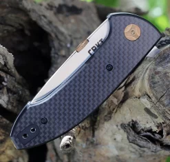 CRKT Avant 4620 Flipper Knife, 3.17" 8Cr14Mov Satin Drop Point Blade, Black Weaved Carbon Fiber Handles -CRKT Store CR4620.2 11787.1625858115