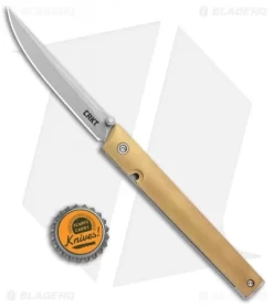 CRKT CEO Liner Lock Blade HQ Exclusive Knife Brass (3.1" Stonewash D2) -CRKT Store CRKT Brass CEO LL SW BHQ 113999 jr bottlecap