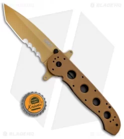CRKT Carson M16-14DSFG Tanto Flipper Knife Desert Tan G-10 (3.875" Serr) -CRKT Store CRKT Carson M16 14DSFG Tanto Desert Tan Serr BHQ 4980 jr bottlecap