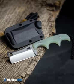 CRKT Folts Minimalist Cleaver Neck Knife Natural G-10 (2.1" Stonewash D2) -CRKT Store CRKT Folts Minimalist Cleaver Neck Knife Natural G 10 Stonewash D2 BHQ 119273 kp choppy mc chop face web