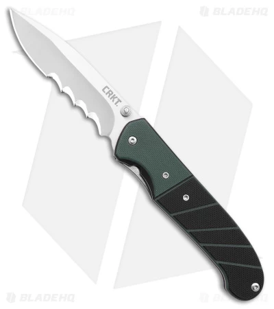CRKT Ignitor Spring Assisted Knife Black & Green G-10 (3.38" Satin Serr) 6855 1 CRKT Ignitor Spring Assisted Knife Black & Green G-10 (3.38" Satin Serr) 6855