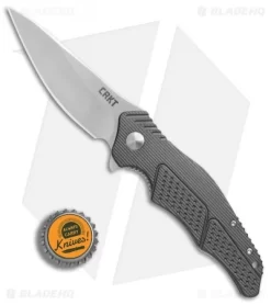 CRKT Ken Onion Outrage Knife Gray (3.25" Satin) K320GXPX *Factory Second -CRKT Store CRKT Ken Onion Outrage gray satin blemish BHQ 75333 er bottlecap