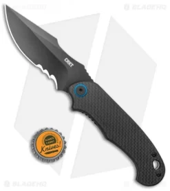 CRKT PSD Liner Lock Spring Assisted Knife Black G-10 / CF (3.6" Black Serr) 7 CRKT PSD Liner Lock Spring Assisted Knife Black G-10 / CF (3.6" Black Serr) -CRKT Store CRKT PSD CF G 10 Base LL DP Black BHQ 138951 jr bottlecap