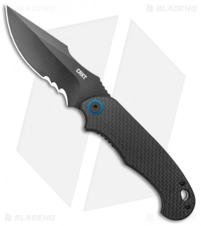 CRKT PSD Liner Lock Spring Assisted Knife Black G-10 / CF (3.6" Black Serr) 1 CRKT PSD Liner Lock Spring Assisted Knife Black G-10 / CF (3.6" Black Serr)