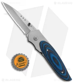 CRKT Viele Wasp Liner Lock Knife Black/Blue G-10 (2.8" Bead Blast Serr) 8012 -CRKT Store CRKT Viele Wasp LL Black Blue G 10 BB Serr 8012 BHQ 87017 jr bottlecap