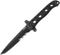 CRKT M16-FX Tanto CR13FX, 4.636" SK-5 Steel W/ Black Veff Serrated Blade, Black G10 Handle
