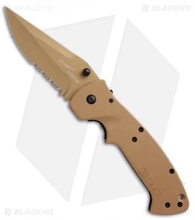 CRKT Crawford Kasper Liner Lock Knife Tan Zytel (3.75" Serr) 6783DZ 1 CRKT Crawford Kasper Liner Lock Knife Tan Zytel (3.75" Serr) 6783DZ