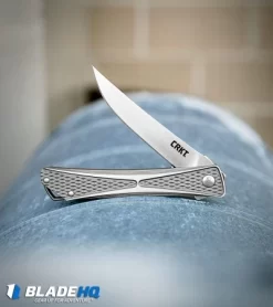 CRKT Crossbones Liner Lock Knife Aluminum (3.5" Satin) 7530 -CRKT Store crkt crossbones 7530 BHQ 51835 dl