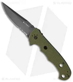 CRKT Hammond Cruiser Liner Lock Knife OD Green (3.75" Black Serr) 7914DKG