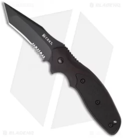 CRKT Shenanigan Tanto Liner Lock Knife Black Aluminum (3.25" Black Serr) K490KKS