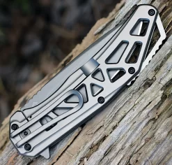 CRKT K330GGP Gusset, 3.5" 8Cr13MoV Plain Blade, Stainless Handles -CRKT Store k330ggp.2 31904.1566585937