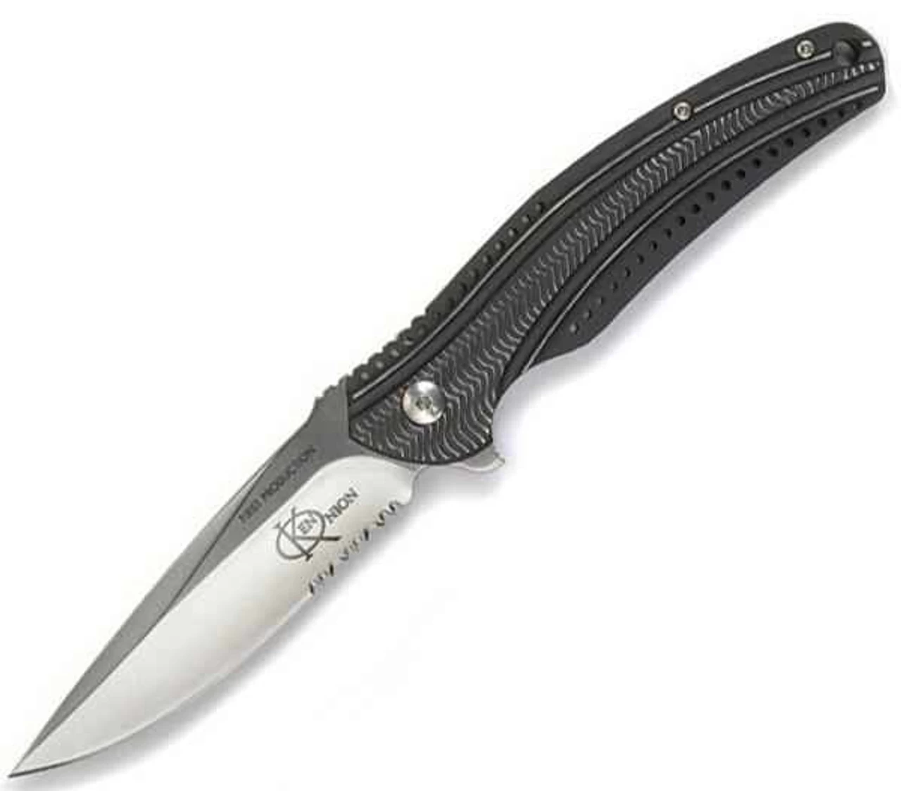CRKT Columbia River Onion Ripple, Charcoal Stainless Steel Handle, Combo Edge 1 CRKT Columbia River Onion Ripple, Charcoal Stainless Steel Handle, Combo Edge